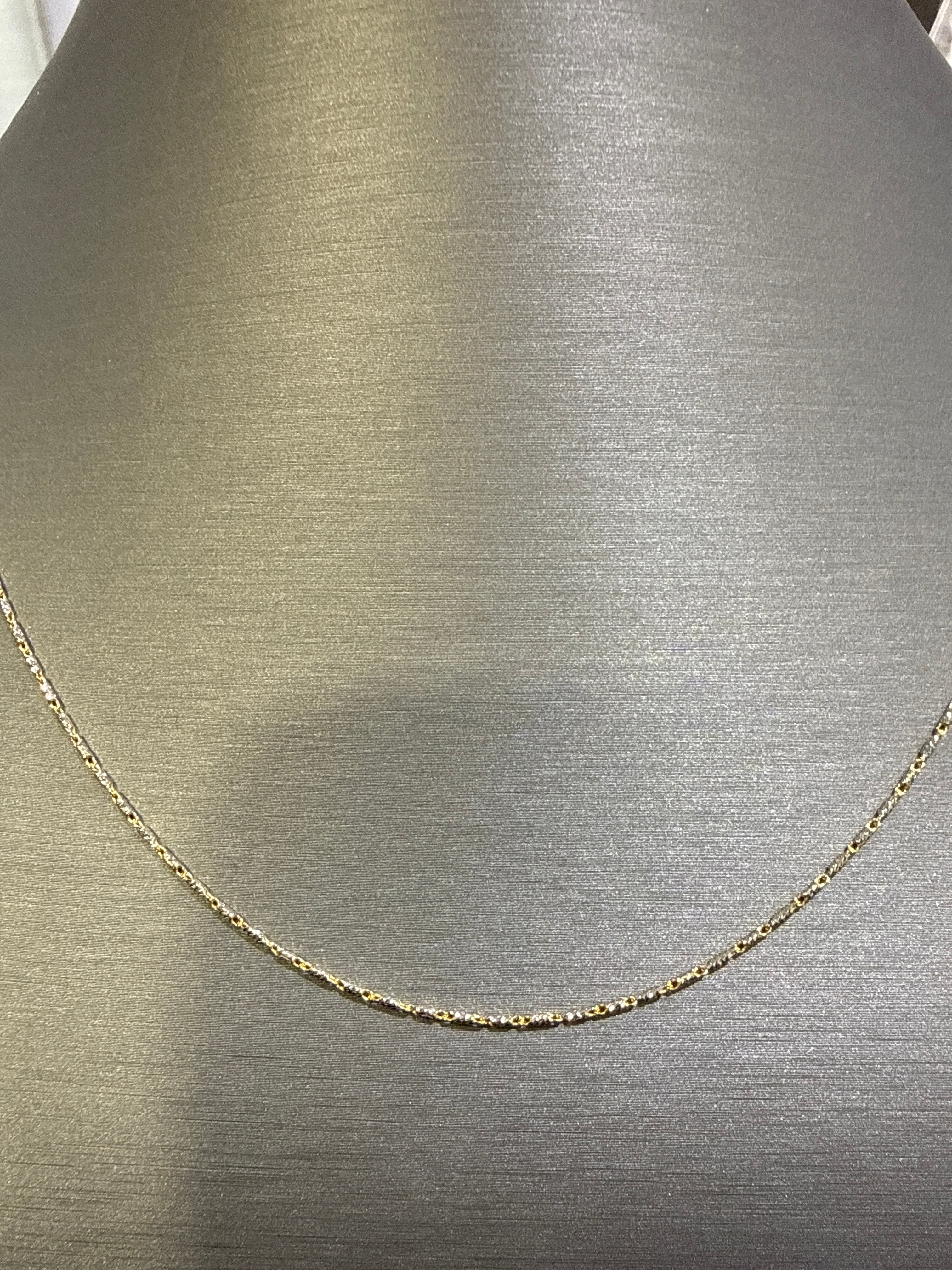 14KT Two Tone 1.0MM Diamond Cut Bar Link Chain. 4.0GR - 20"