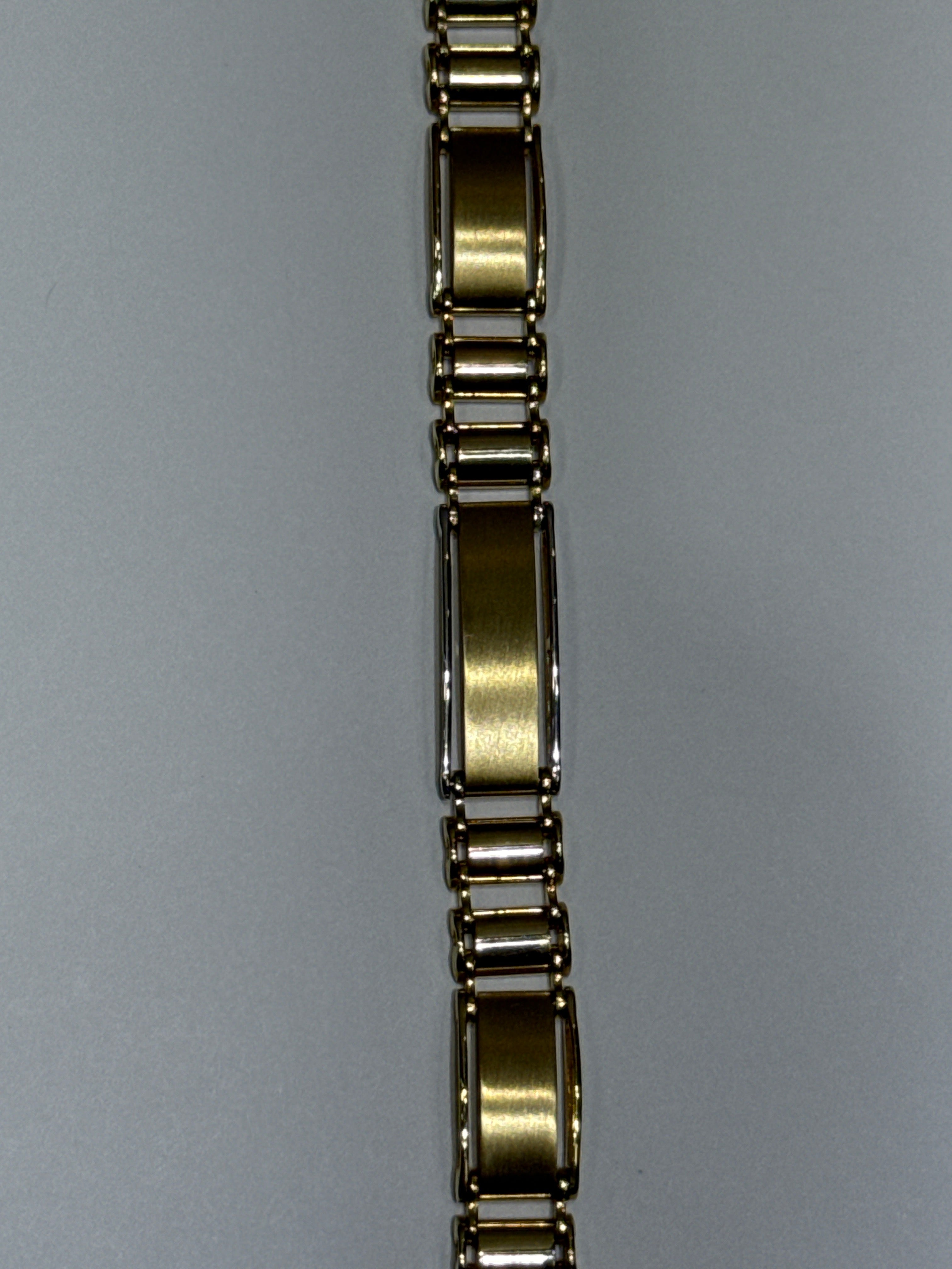 14K Yellow & White Gold Men's Fancy Link Bracelet. 8MM - 14.8GR - 8.5"