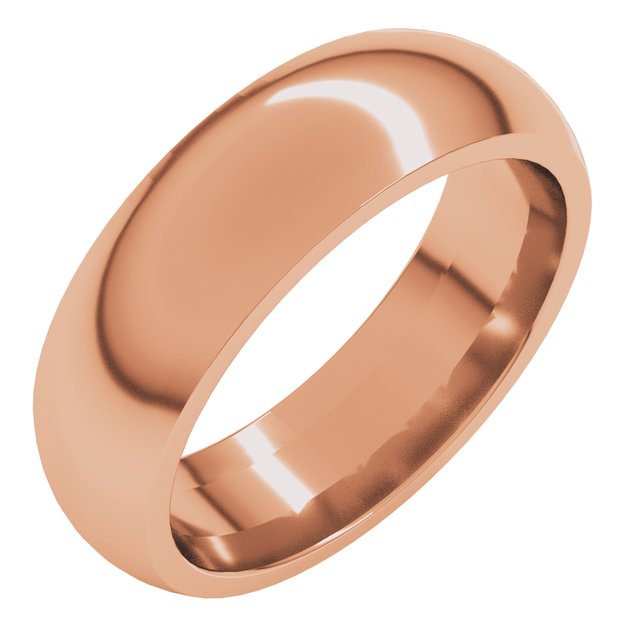 10K Rose Gold 6 mm Comfort-Fit Half Round Band Size 10
