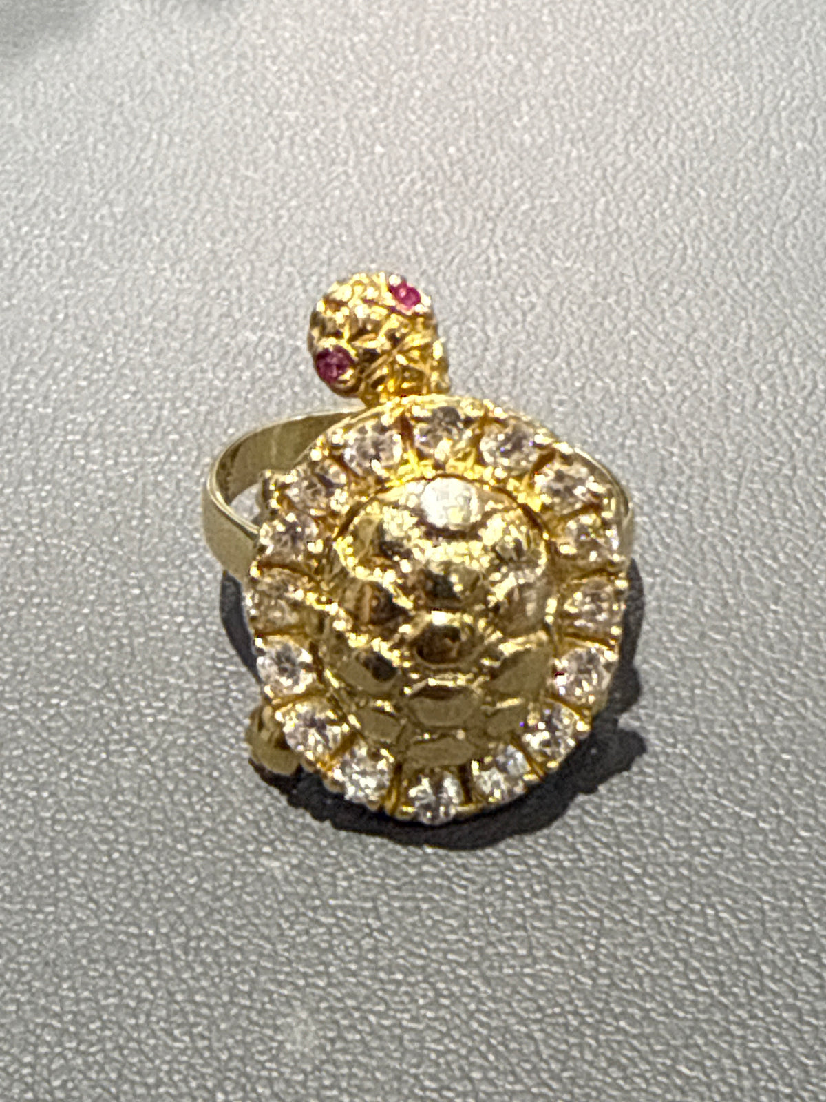 14KT Yellow Gold Ladies Turtle Ring CZ - M3815 - 7.4 GR - Size 9.5