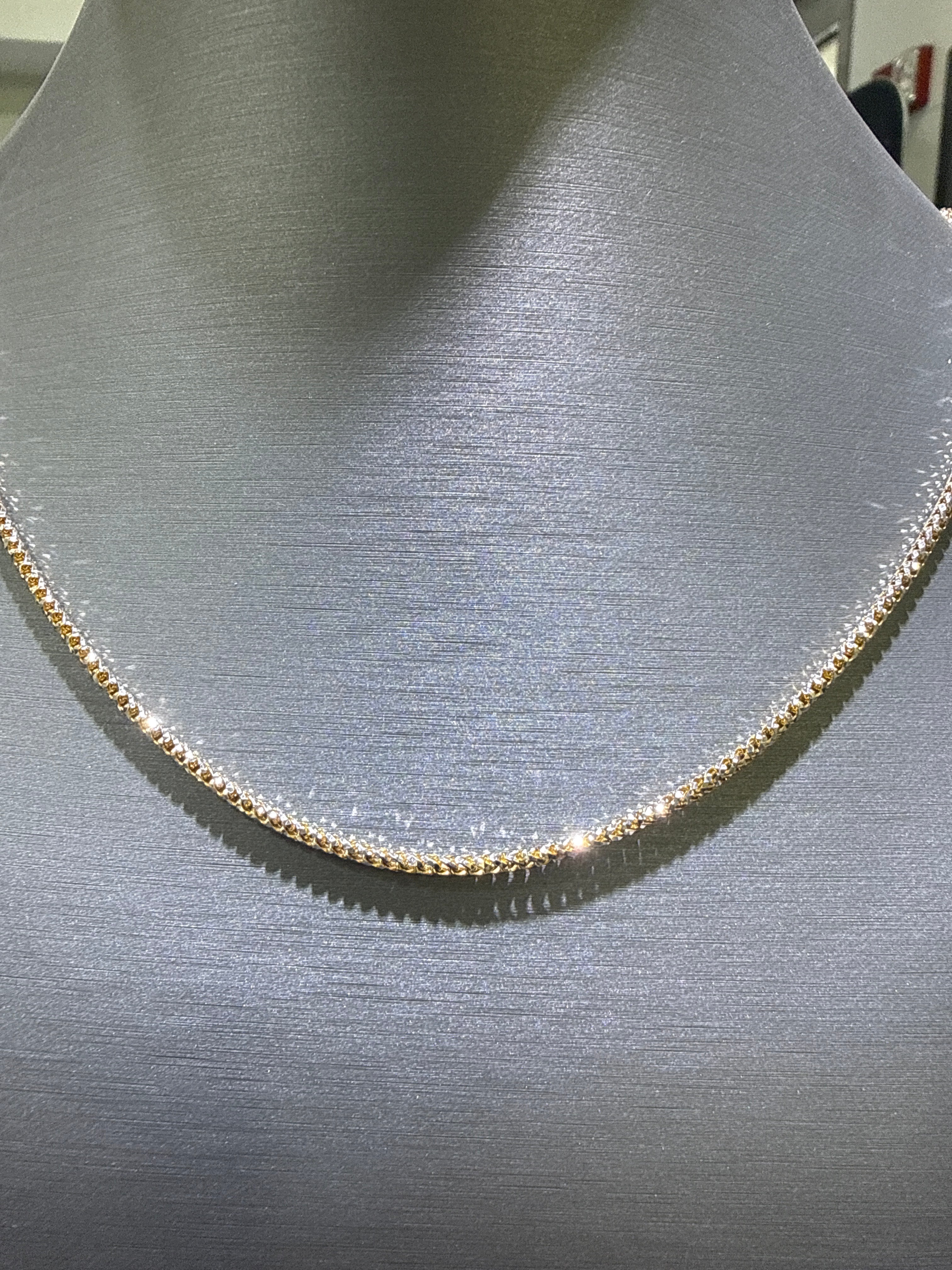 14K Two Tone Solid Round Franco Link Style Chain. 12.3GR - 22"