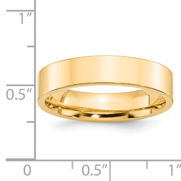 14k Yellow Gold 5mm Standard Weight Flat Comfort Fit Wedding Band Size 9
