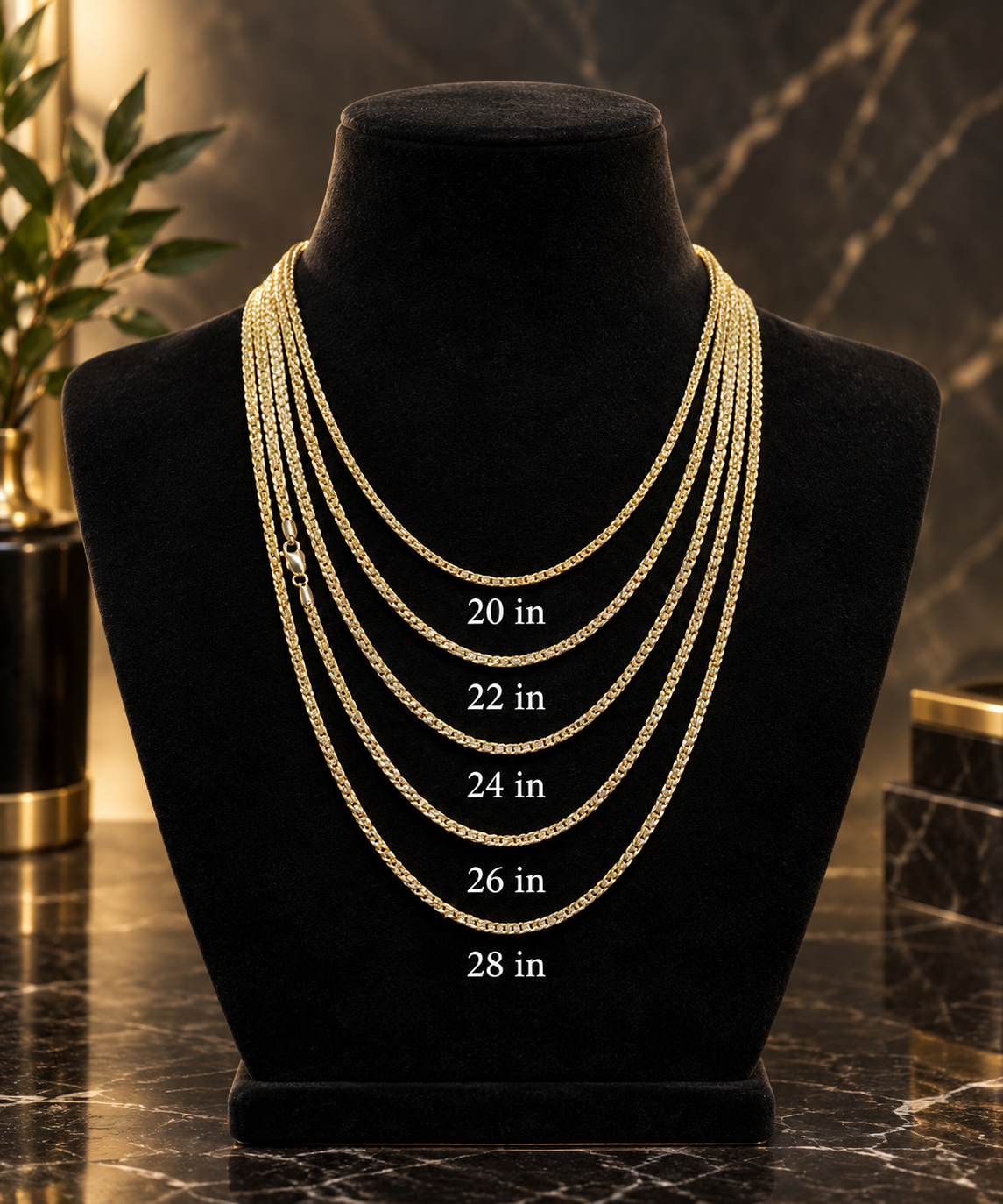 Italian 14k Solid Two Tone Solid Prism Cut Franco Chain Necklace.