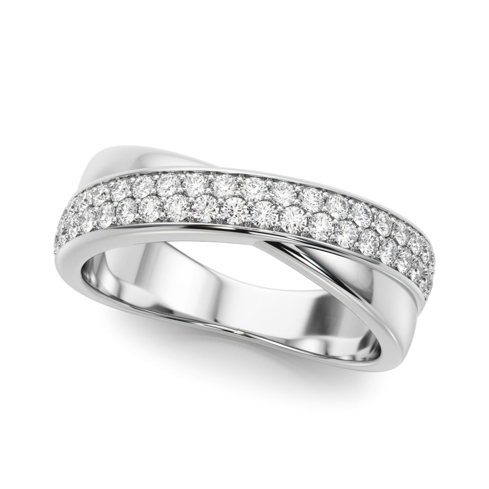 Double Row Crossover Fashion Band - 14Kt White - Lab Grown VS-SI1, E/F/G - LGDR007