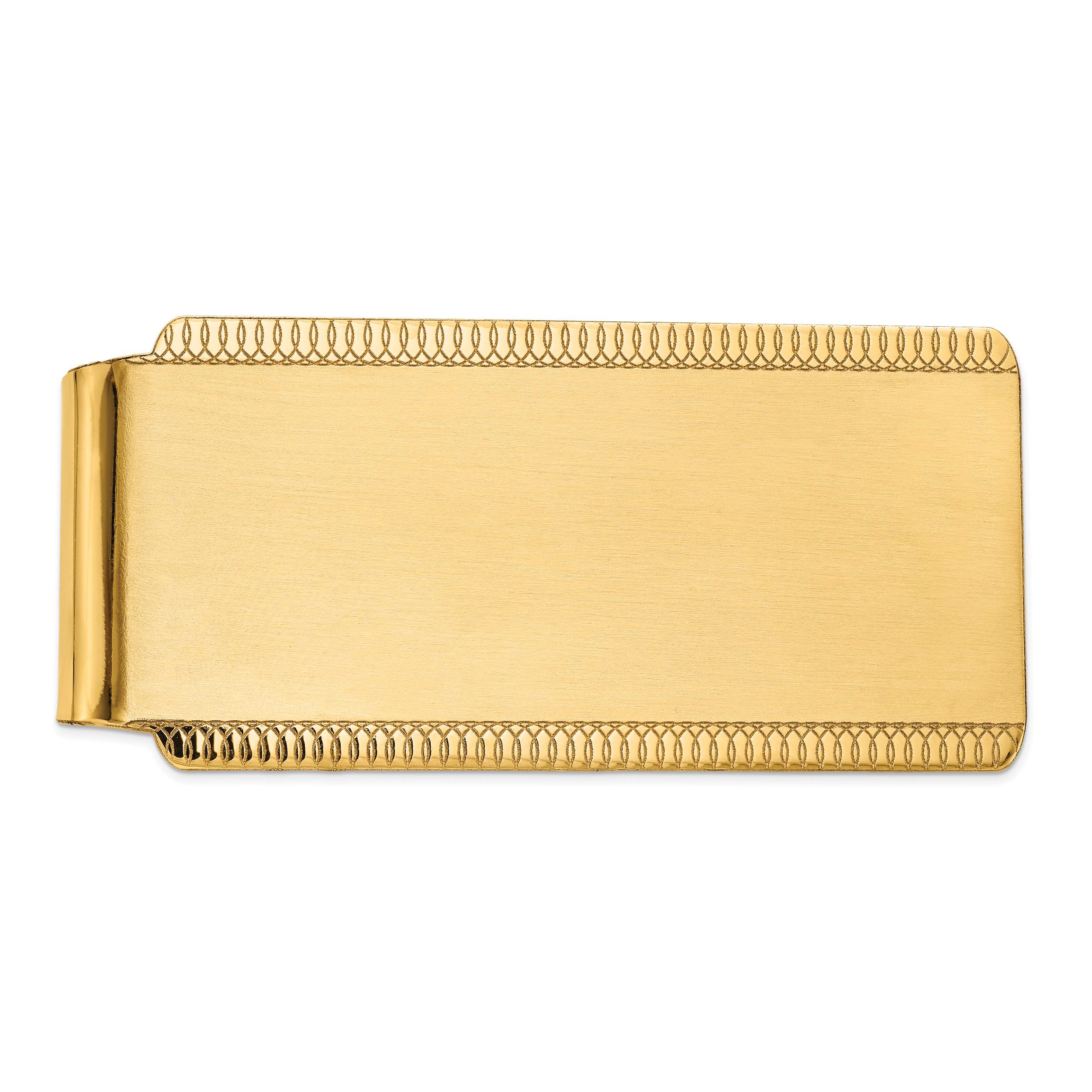 14k Engraveable Sandblast & Edge-Design Money Clip