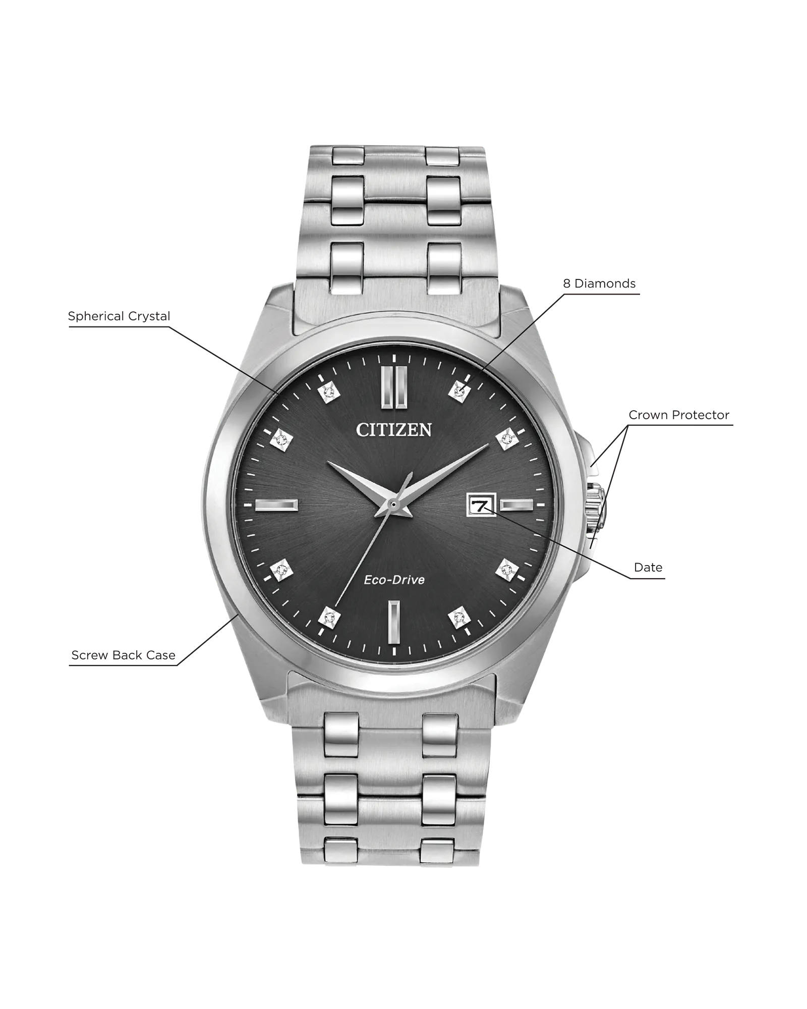 Citizen Corso Eco-Drive Gray Dial Stainless Steel Watch | CITIZEN
