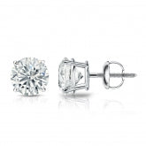 Lab Grown Diamond Stud Earrings Round 1.50 ct. tw. (0.75ct. each ear) E, VS 14k White Gold 4-Prong Basket