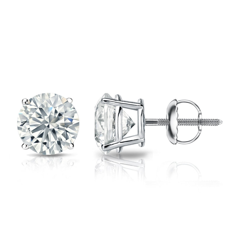 Lab Grown Diamond Stud Earrings Round 1.50 ct. tw. (0.75ct. each ear) E, VS 14k White Gold 4-Prong Basket