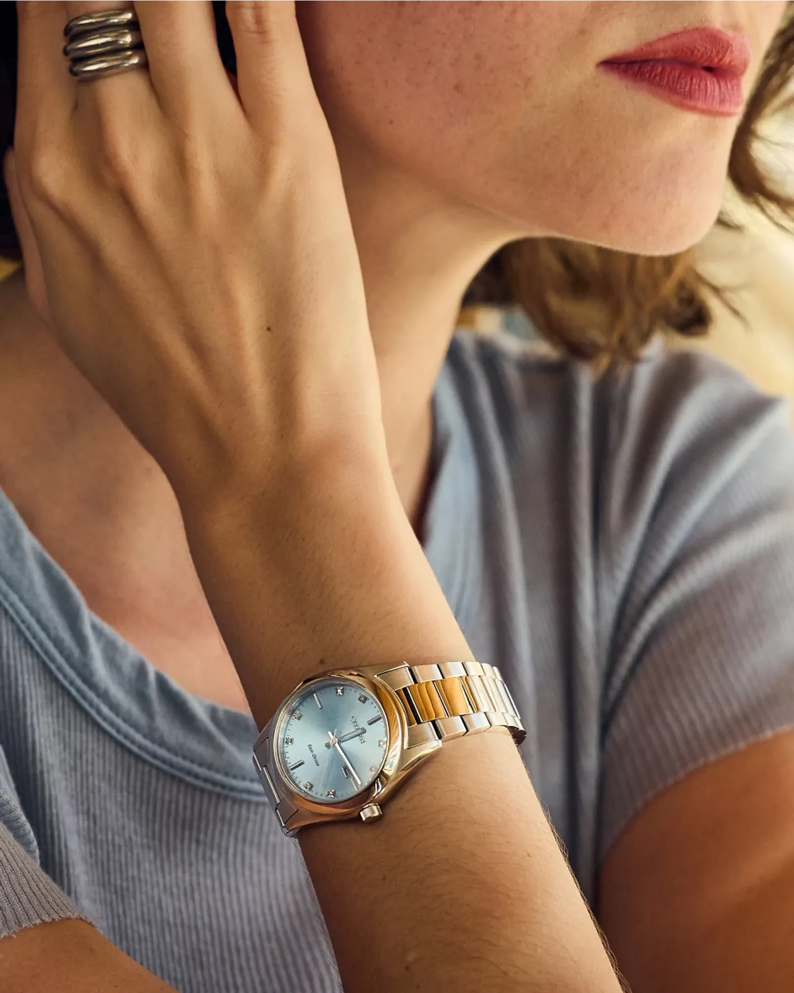 Sport Luxury Light Blue Dial Stainless Steel Bracelet EW2700-54L | CITIZEN