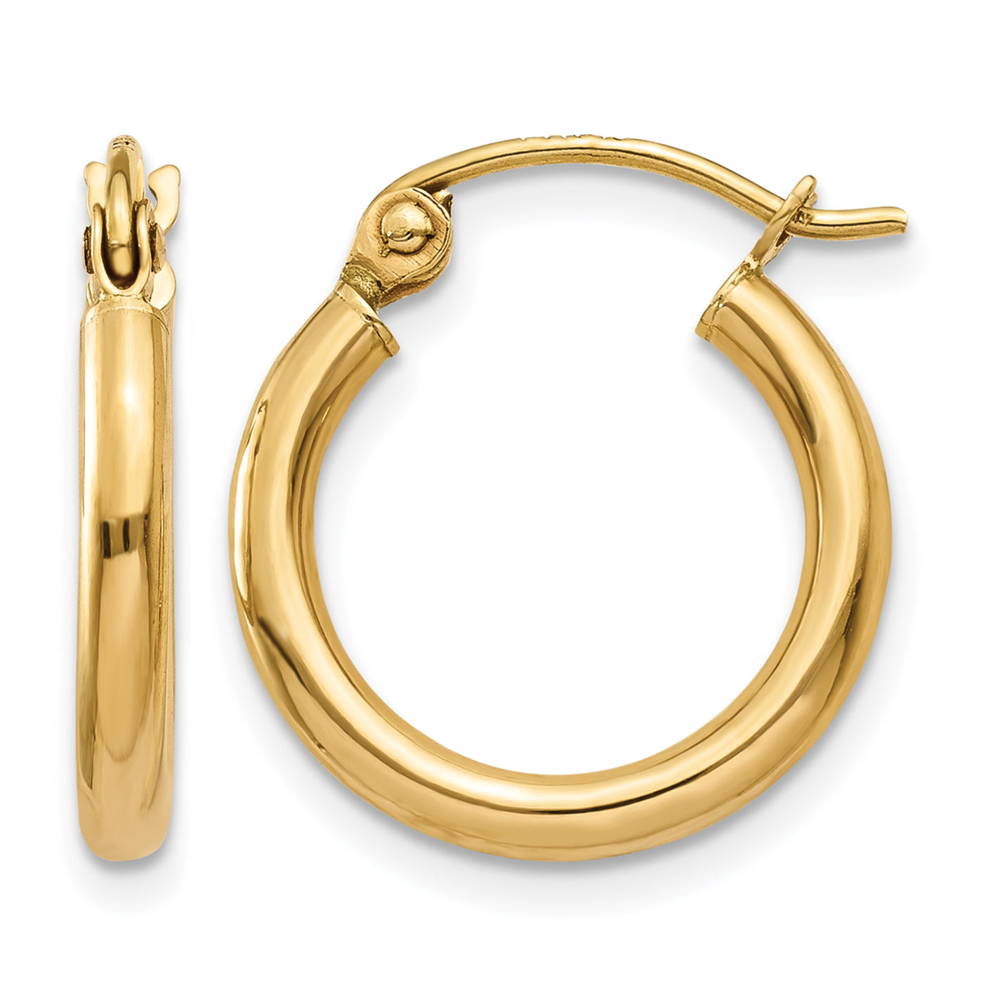 14k 2x15mm Polished Lightweight Tube Hoop Earrings