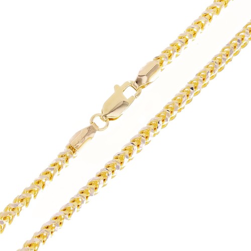 Italian 14k Two Tone Solid Prism Cut Franco Chain Necklace 3mm 22" 32.3 grams