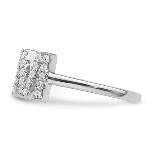 14K White Gold Diamond , Initial Adjustable Ring